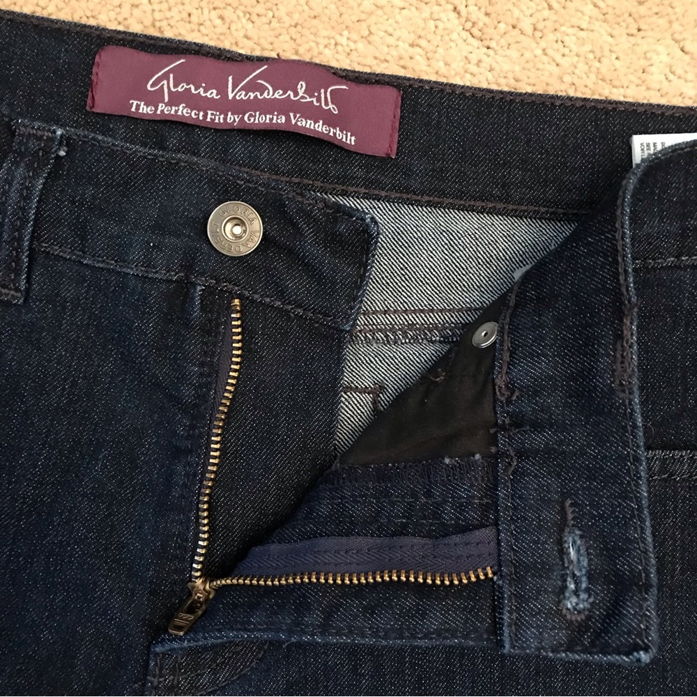 Gloria Vanderbilt Dark Blue Denim Jeans Womens Size 12 SHORT Mid Rise Gabby - Picture 7 of 12